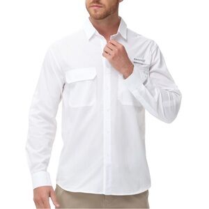 Men's White Long Sleeve Safari Shirt L White
